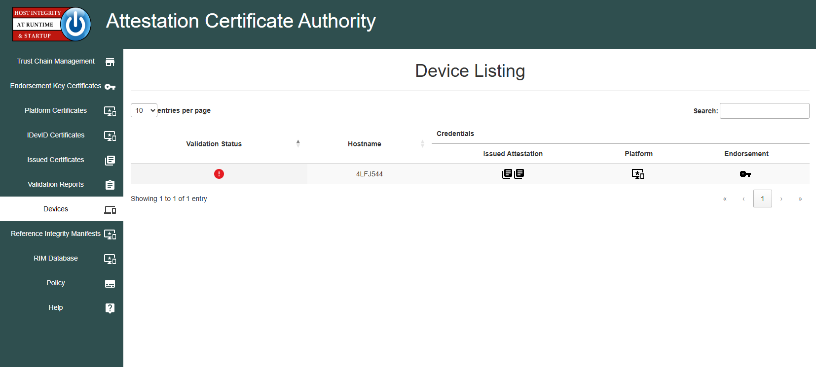 Portal Platform Cert page