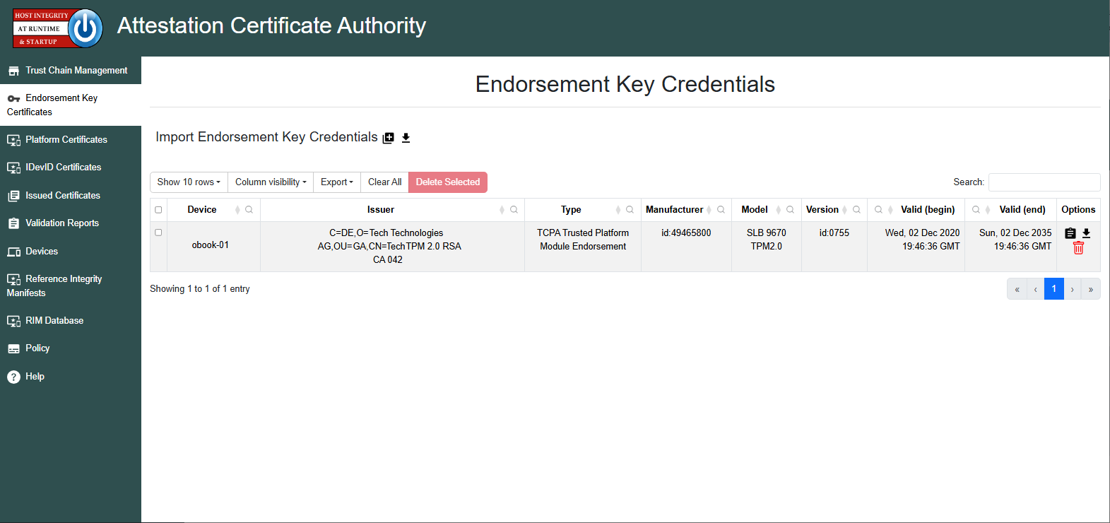 Portal Endorsement Cert page
