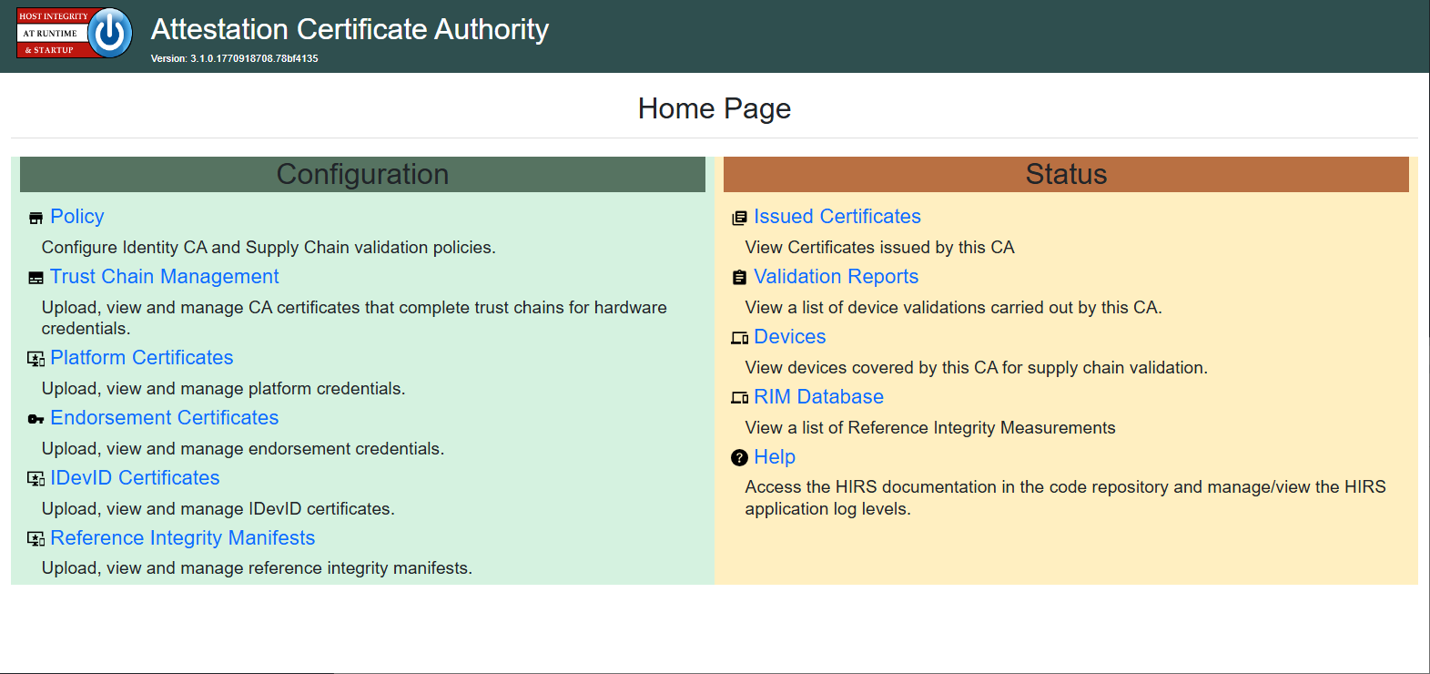 HIRS ACA Homepage