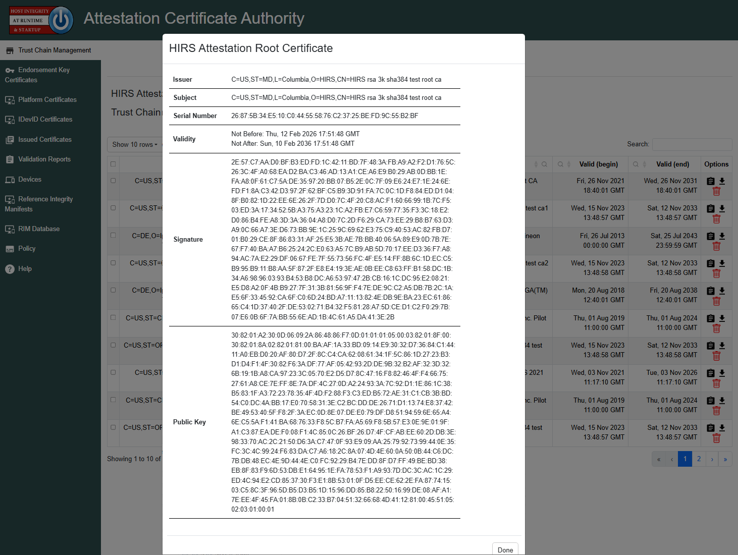 Portal Trustchain page