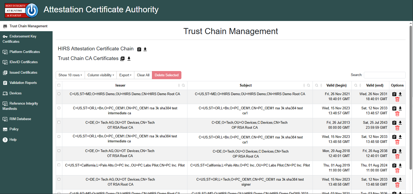 Portal Trustchain page