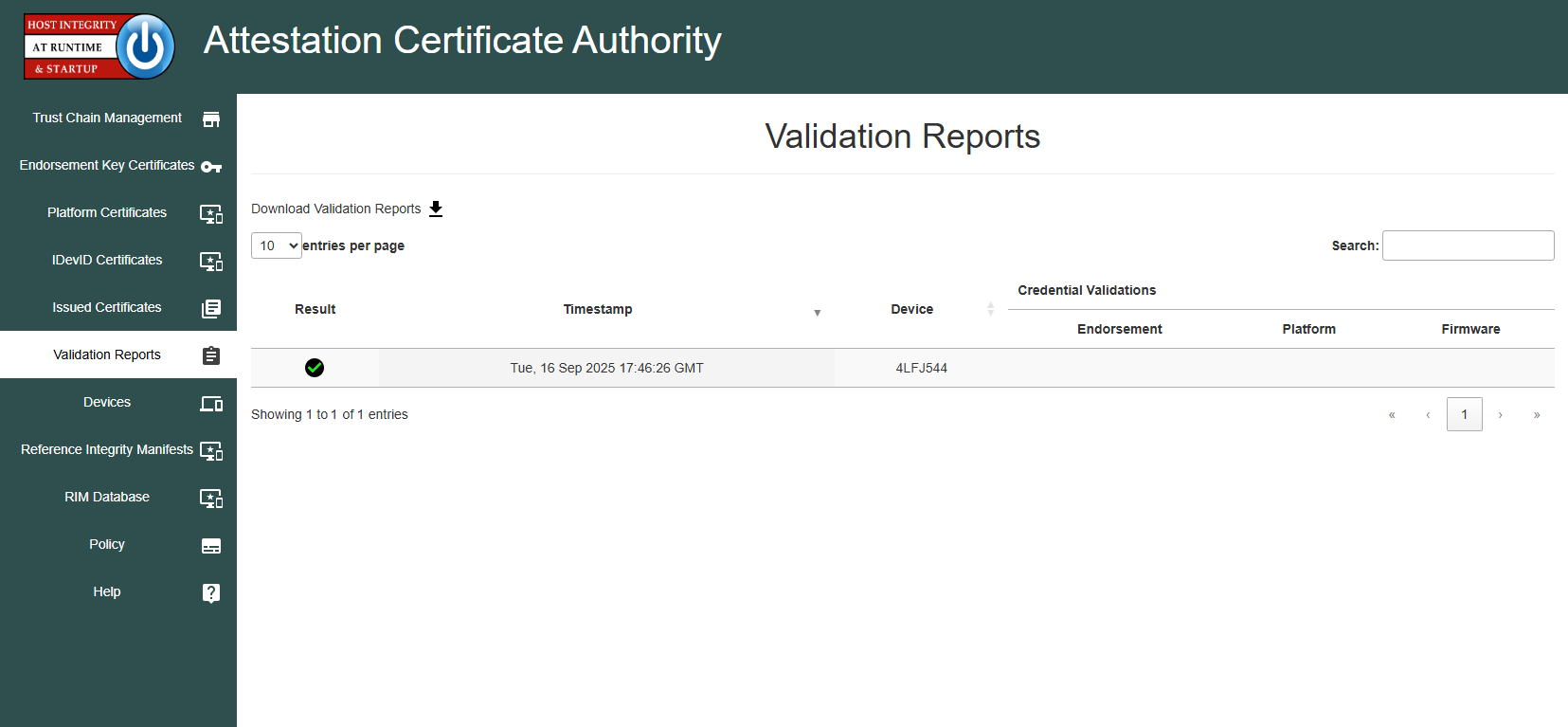 Portal Platform Cert page