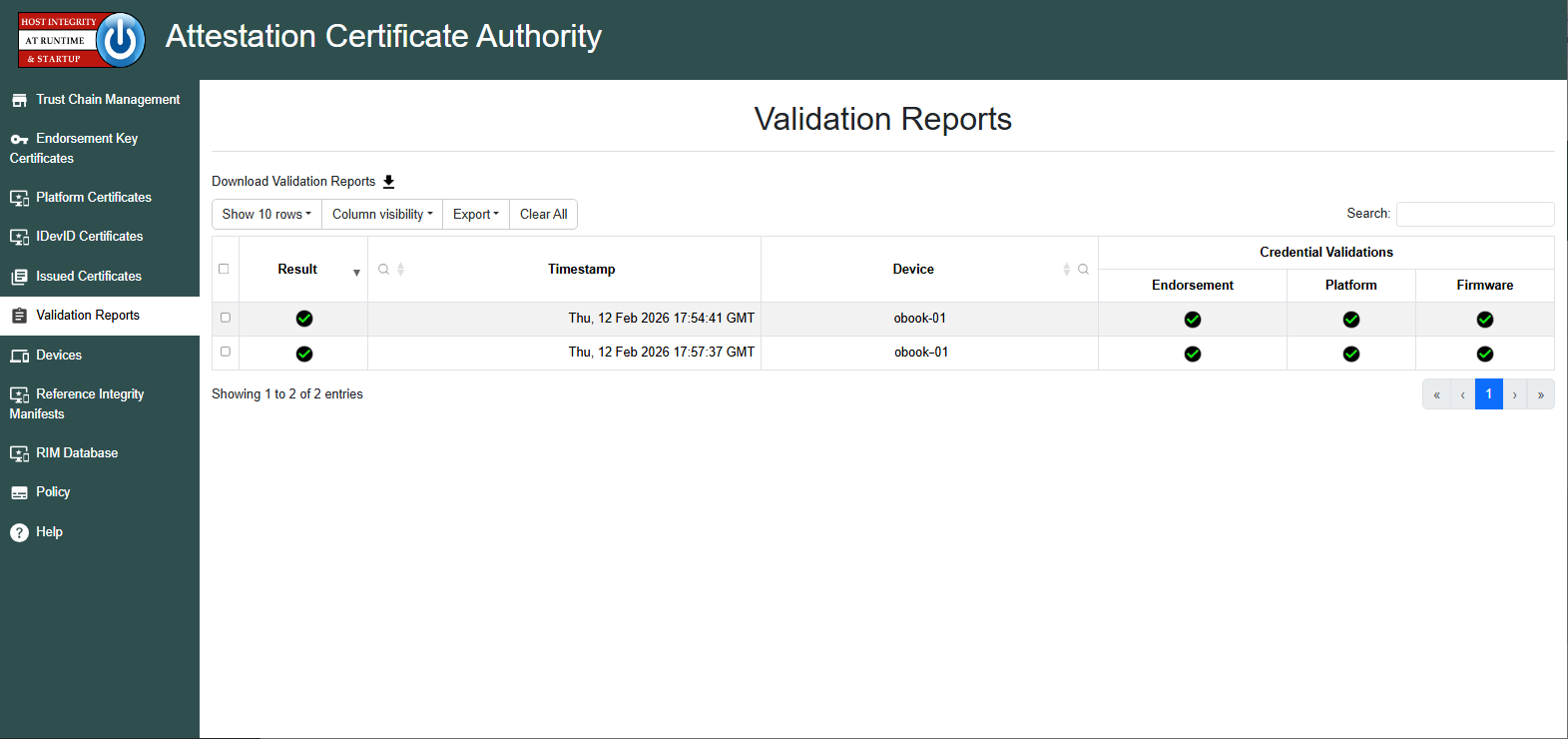 Portal Platform Cert page
